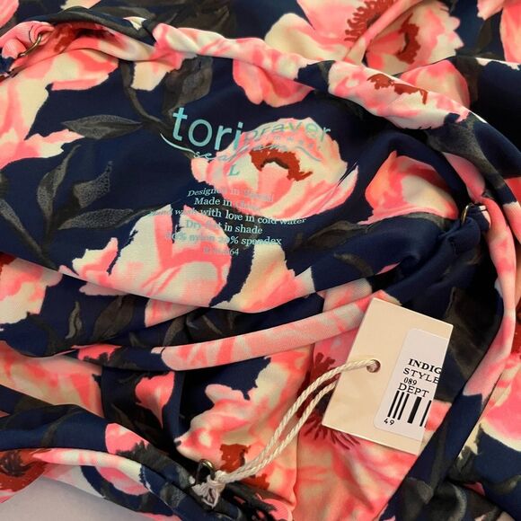 Nwt Tori Praver Anthropologie Pink Blue Floral One-Piece Swimsuit - Picture 3 of 4